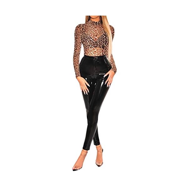 BarbedRose-Womens-Sexy-Sheer-Mesh-Geometric-Velvet-Long-Sleeve-Bodysuit BarbedRose Women's Sexy See Through Sheer Mesh Leopard Bodysuits Clubwear,Brown,M