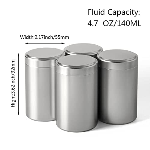 4 Pack Tea Tins For Loose Tea, 4.7Oz Airtight Smell Proof Durable Multi-Use Portable Metal Herb Jar Container Waterproof Aluminum Screw-Top Lid Lock Odor, Waterproof Mi(Size:4.7Oz(140Ml),Color:silver) #TOP3