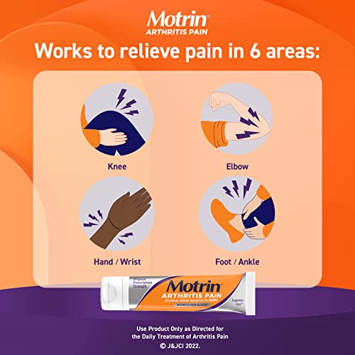 Motrin Arthritis Pain Relief Diclofenac Sodium Topical Gel 1%, Anti-Inflammatory Cream For Arthritis Pain In Hands, Wrists, Elbows, Knees, Feet & Ankles, Nsaid Pain Relief Gel, 1.76 Oz #TOP3