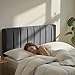 Hearth & Harbor Upholstered King Headboard - Easy Assemble Channel Stitched Headboard King Size Bed - Wall Mounted Headboards with 3D Soundproof Wall Panels Peel & Stick Floating Headboards, Grey