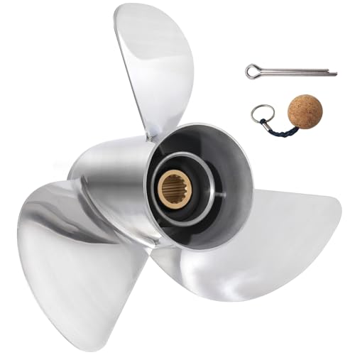 VRIWOY 13x19 Stainless Steel Outboard Propeller for Honda 60-130HP， 60HP 75HP 90HP 115HP 130HP, OEM No. 58100-94561-019AH, 15 Spline Tooth, RH Rotation