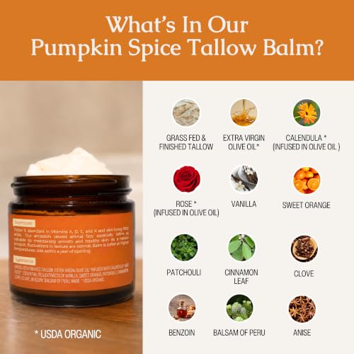 Image of Tallow Balm Pumpkin Spice, Whipped Beef Tallow Face Moisturizer