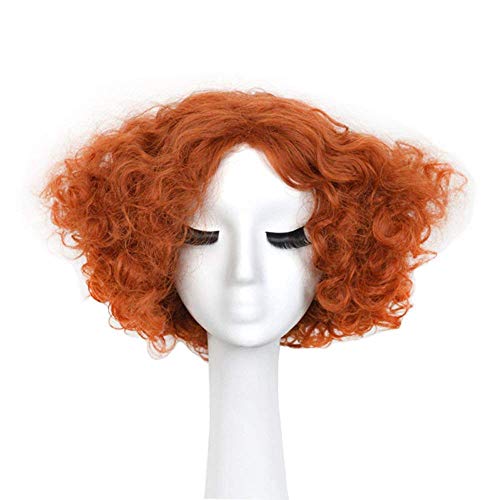 yuehong Short Curly Orange Wig Curly Red Role Anime Party Wig Heat Resistant Synthetic Fibers Fluffy Durable Breathable Costumes Hair
