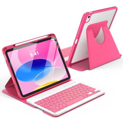 Image of besky Keyboard Case for iPad A16 11th /10th Gen 11 /10.9 Inch, 360 Rotatable | Detachable Keyboard with Magnetic Cover & Pencil Holder, Compatible with iPad 11 2025 and iPad 10 2022, Watermelon Red