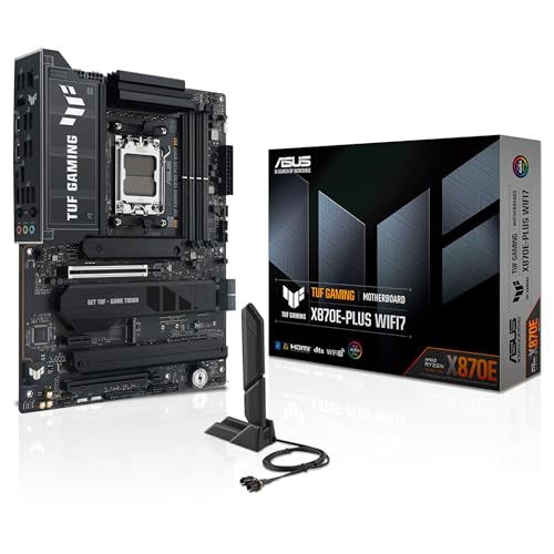 ASUS TUF Gaming X870E-PLUS WIFI7 Placa Base AMD X870E ATX, VRM de 16+2+1 Fases, DDR5, PCIe 5.0, Q-Release Slim, M.2, WiFi 7, USB4 Tipo-C, Aura Sync, AI Cooling II, AI Networking II y AI Overclocking