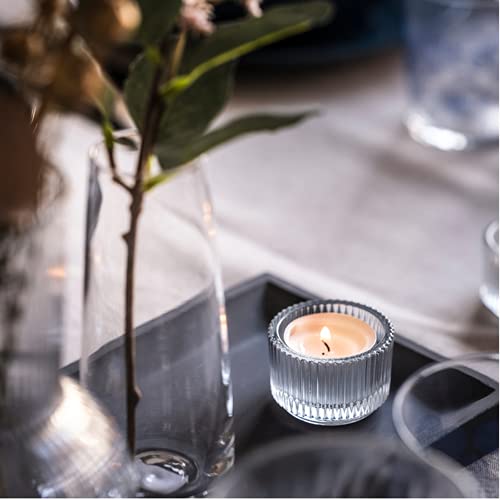 4-Piece Transparent Glass Small Candle Holder, Striped Glass Tea Light Candle Holder, Used For Wedding Party Dinner, Wedding, Birthday And Home Decoration #TOP4