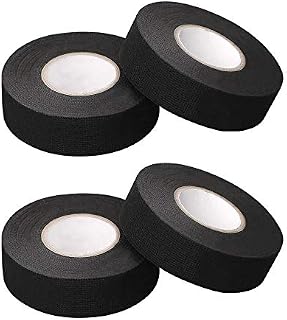 19 MM X 15 M Wiring Harness Tape, Adhesive Fabric Cloth Tape for Car Auto Vehicle Trucks, High Temperature Cloth Harness Tape, Heat-Resistant Waterproof Cloth Fabric Tape, Black, 4pcs