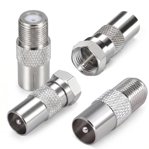 4 Pièces Embout Connecteur Antenne TV pour Câble Sat Embout Antenne, Adaptateur Cable Antenne Femelle TV Male, Adaptateur Antenne TV Connecteurs pour Câble...