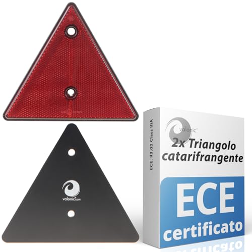 valonic triangolo catarifrangente, 2 pezzi - certificato secondo ECE: R3.02 Classe IIIA - 15cm - riflettore per rimorchi - rosso - senza viti incluse