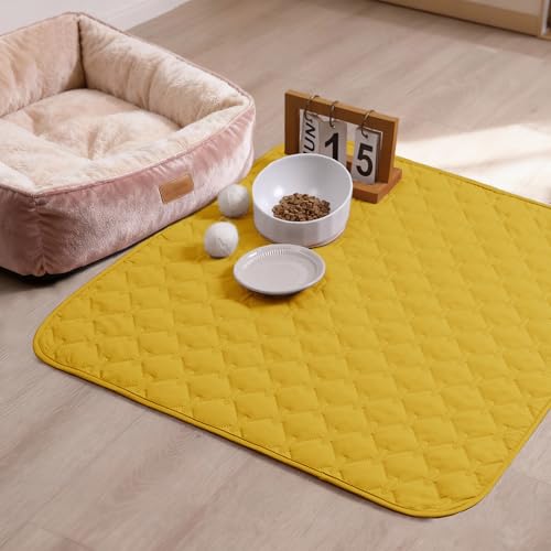 Image of gogobunny 100% Double-Sided Waterproof Dog Bed Cover Pet Blanket Sofa Couch Furniture Protector for Puppy Large Dog Cat, Reversible (30x30 Inch (Pack of 1), Dark Yellow /Light Yellow)