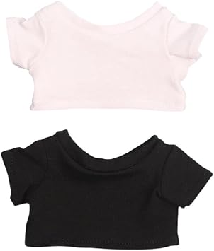 niannyyhouse Doll Clothes 15cm6in Plush Doll Clothes T-Shirt*2 Short Sleeve Black and White T-Shirt Doll Dressup 15cm