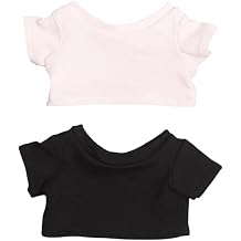 niannyyhouse Doll Clothes 15cm6in Plush Doll Clothes T-Shirt*2 Short Sleeve Black and White T-Shirt Doll Dressup 15cm