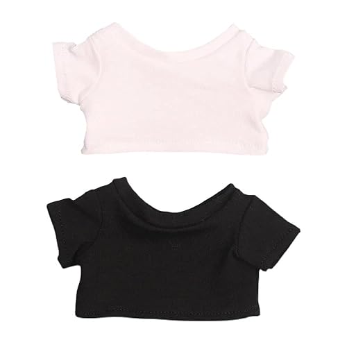 niannyyhouse Doll Clothes 15cm(6in) Plush Doll Clothes T-Shirt*2 Short Sleeve Black and White T-Shirt Doll Dressup (15cm) - 15cm