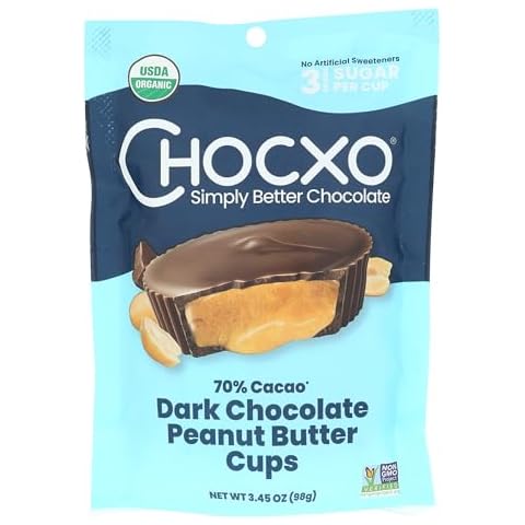 CHOCXO Organic 70% Dark Chocolate Peanut Butter Cups, 3.45 OZ Cover