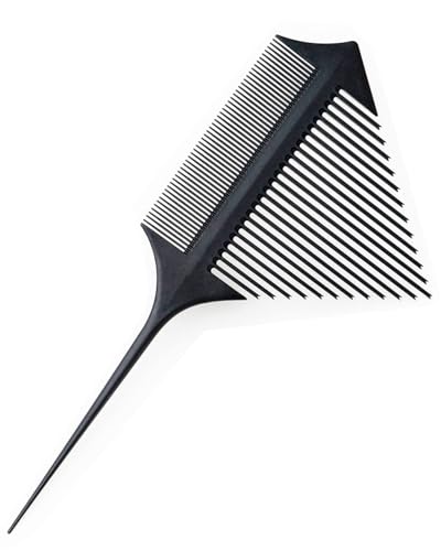 BPTRKOM 1 pièce Peigne de Coloration - Peigne de Balayage, Peigne à Cheveux, Peigne Antistatique résistant à la Chaleur, Peigne à poignée d'aiguille, Carbone pour Salon de Coiffure (Noir)