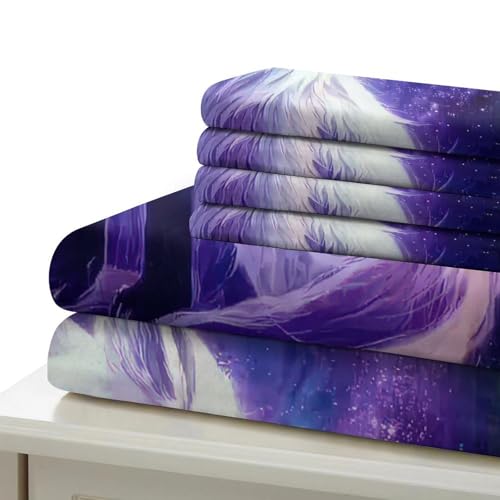 Housse de couette microfibre 135x200cm parure de lit 3D renard fantastique