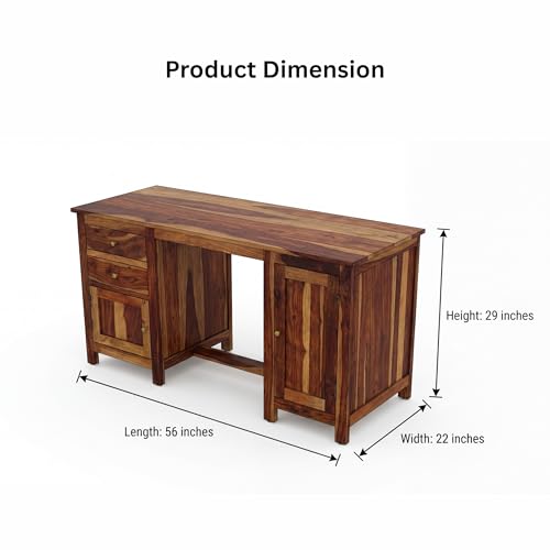 Image of SONA ART & CRAFTS Solid Sheesham Wood Study Table for Students Big Size with 2 Drawers & 2 Doors Wooden Study Desk Table Office Table for Work from Home Office Desk Computer Desk (Natural Teak Finish)