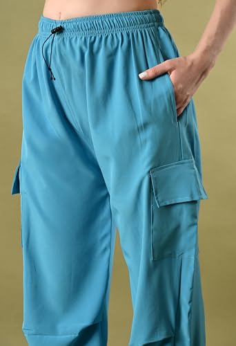 Image of FUNDAY FASHION Women's Regular Fit Mid Rise Solid Lycra Blend Trousers