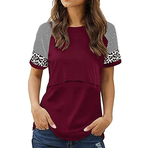 Tariendy Womens Breastfeeding Shirt Maternity Nursing Tops Stripe Patchwork Blouse Pregnancy Tshirt #TOP1