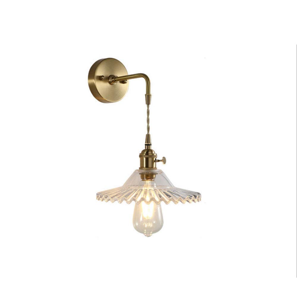 ZTCHSENZT Wall Sconces, Nordic Copper Wall Light, Postmodern Minimalist Bedside Lamp European Corridor Aisle Wall Sconce, Creative Personality Art Bedroom Glass Wall Lamp Home Dec,E