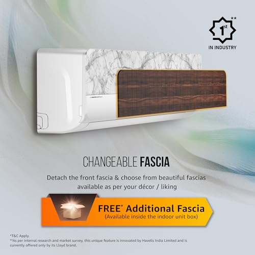 Image of Lloyd Stylus 1 Ton 3 Star Wi-Fi Inverter Split AC, 2026 New Star Rated (Changeable Fascia, 6 in 1 Convertible, Cools Up To 54C, Automatic Humidity, DG Mode, Ice Clean, Wood & Marble, GLS12V3ASNMR)