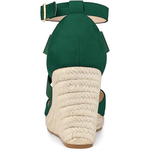 Allegra K Allegra K Women's Espadrilles Closed Toe Wedges Heels Emerald Green Sandals 7 m US