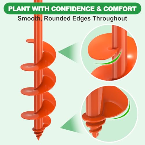 SELEWARE Auger Drill Bit for Planting - 4"x 24" Heavy-Duty Garden Auger Drill Bit, Fits 3/8" Hex Drive Drill - Bulb Planter Tool, Auger Post Hole Digger for Bulbs, Flowers, Fence Posts by SELEWARE - Image 8