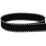 USA Made 5/8' Black & White Saddle Stitch Grosgrain Ribbon - 50 Yards (Multiple Widths Available)