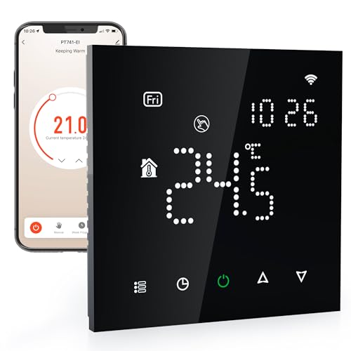 Elektrobock PT741B-EI Raumthermostat mit WiFi | Smartes Thermostat für Fußbodenheizung & Elektroheizung | 6 Programme/Tag | Geofencing & Fenster-Offen-Erkennung | 230V, 16A