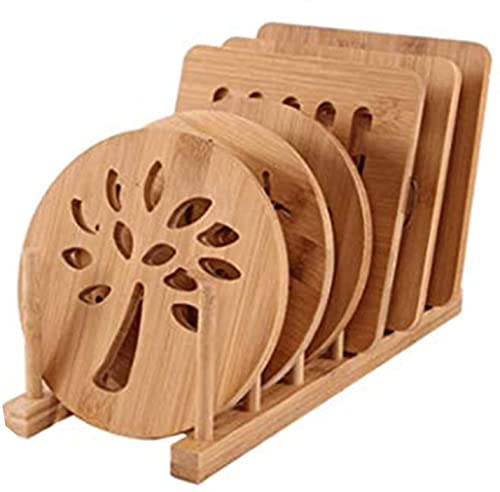 NW 1776 6+1 Ménage Multifonctionnel Ronde/Carré Table à manger Isolation Pad Antidérapant Set de table Bambou Épaissir Anti-calcation Pot Assiette Bol Cover