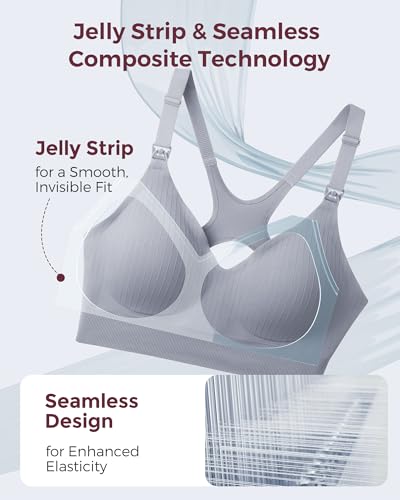 Image of Momcozy Nursing Bras for Breastfeeding, Ribbed Maternity Bra with Racerback, Soft Stretchy Nursing Sports Bra for Yoga