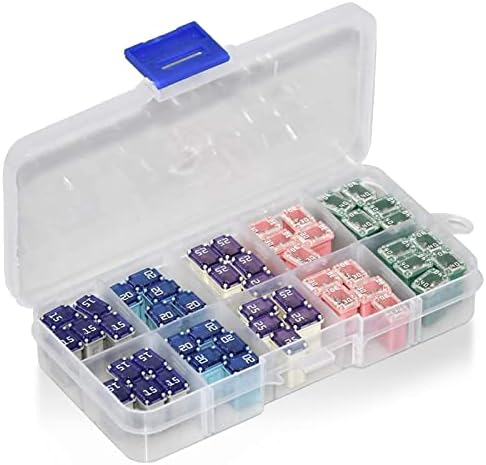 50 Pack Automotive MCASE Mini Box Shaped Cartridge Fuse Kit for Cars, Trucks, and SUVs(15a 20a 25a 30a 40a Each 10 Pcs)
