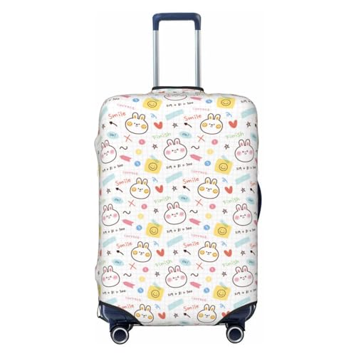 Notebook Paper with Rabbit Luggage Cover Washable Elasticated Luggage Covers for Suitcase TSA Approved Stylish Scratch Resistant Luggage Case Protector