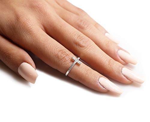 Closeoutwarehouse Cubic Zirconia Saint John Sideway Cross Ring Sterling Silver Size 7 #TOP3