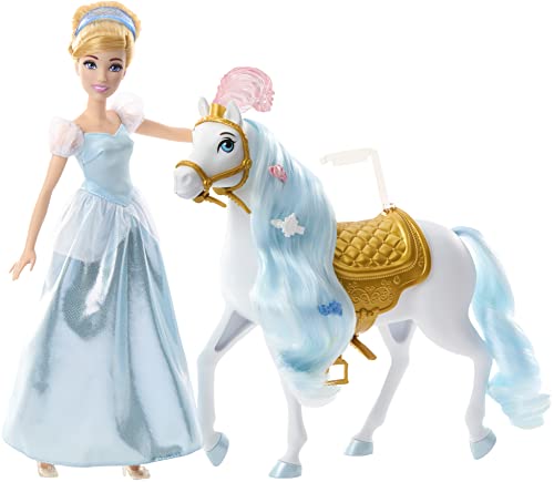 Mattel Disney Princess Toys, Cinderella Doll with Horse and Styling Accessories, Inspired by the Disney Movie (Amazon Exclusive)