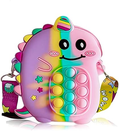 Unicorn Pop Bag it Fidget Bag,Silicone Push Bubble Bag Fashion Rainbow Pop Purse Bag for Girls with Adjustable Shoulder Straps(style d)