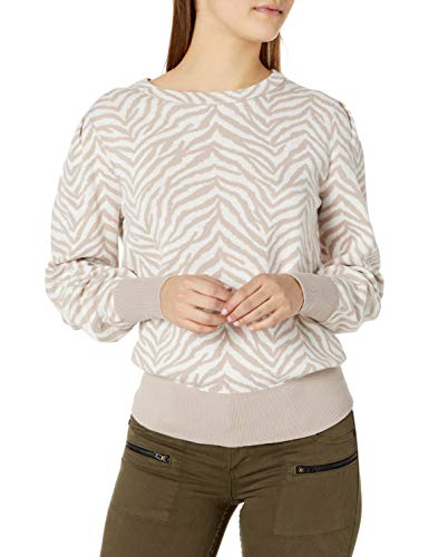 Cable Stitch Pull Femme Animal Jacquard Manches Veste Pullover Taupe / Blanc M Cover