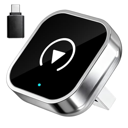 Promoterk Wireless CarPlay and Android Auto Adapter, Ultra-Compact Aluminum Design with Dual-Band Technology, USB-C/USB-A Compatible for Wired CarPlay Vehicles