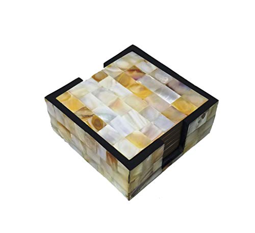 Buddha4all Handmade Drink Coasters Set of 6 with Holder for Table Protection, Prevents