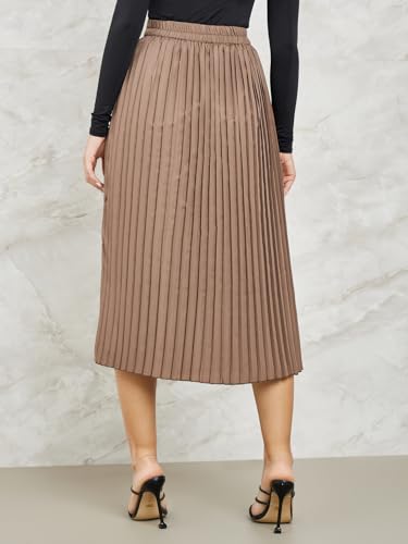 Image of Styli Women Accordion Pleated A-Line Midi Skirt | Stylish Casual Skirt for Women | Comfortable Office & Everyday Wear | Perfect for Travel, Party & Outfits