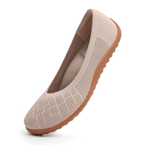 Image of KBZone Women's Flat Shoes Round Toe Knit Ballet Flat Comfort Dressy Flat Walking Shoes