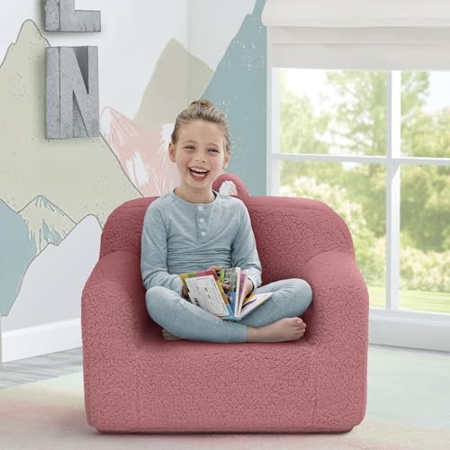 Image of Delta Children Sherpa Cozee Chair - Foam Kids Chair for Ages 18 Months and Up, Rose