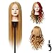 Testa per parrucchieri, DEMOSI 24-27Inch 100% Veri Capelli Testina Parrucchiere Testa Studio Manichino Cosmetologia Parrucchiere Pratica Modello Capelli con Morsetto + DIY Accessori per Capelli
