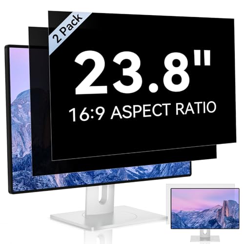 Image of [2 Pack] 23.8 Inch Computer Privacy Screen for 16:9 Aspect Ratio Widescreen Monitor, Eye Protection Anti Glare Blue Light Computer Monitor Privacy Filter, Removable Anti-Scratch 23.8in Protector