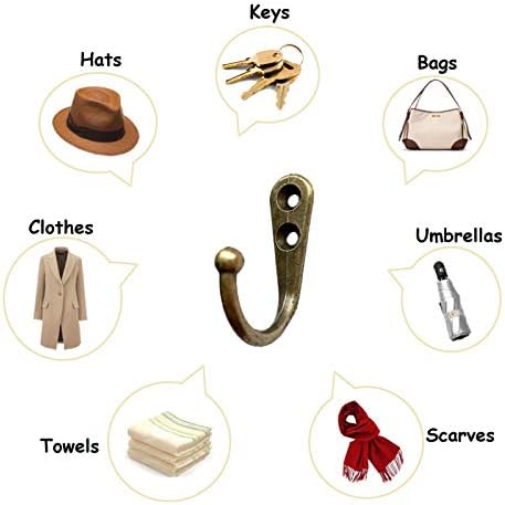 Beilala 12 Pack Coat Hooks Door Wall, Small Single Metal Hook with 30 Screws Hanging Clothes, Robe, Towel, Hat, Key, Cup for Bedroom Bathroom Kitchen Office Closets (Bronze)