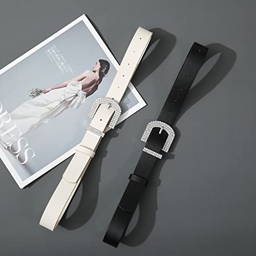AWAYTR Rhinestone Buckle Belt for Women - PU Leather Plus Size Belts for Jeans and Dress 6