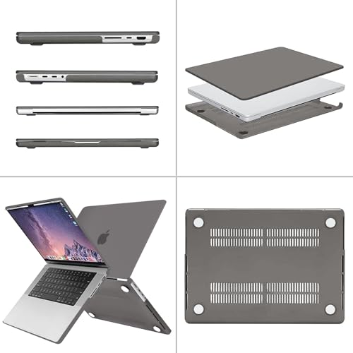 Image of MOSISO Compatible with MacBook Pro 16 inch Case 2025 2024 2023 2022 2021 M4 M3 M2 M1 A3403 A3186 A2991 A2780 A2485 Pro Max, Plastic Hard Shell&Keyboard Cover&Screen Film&Storage Bag, Gray