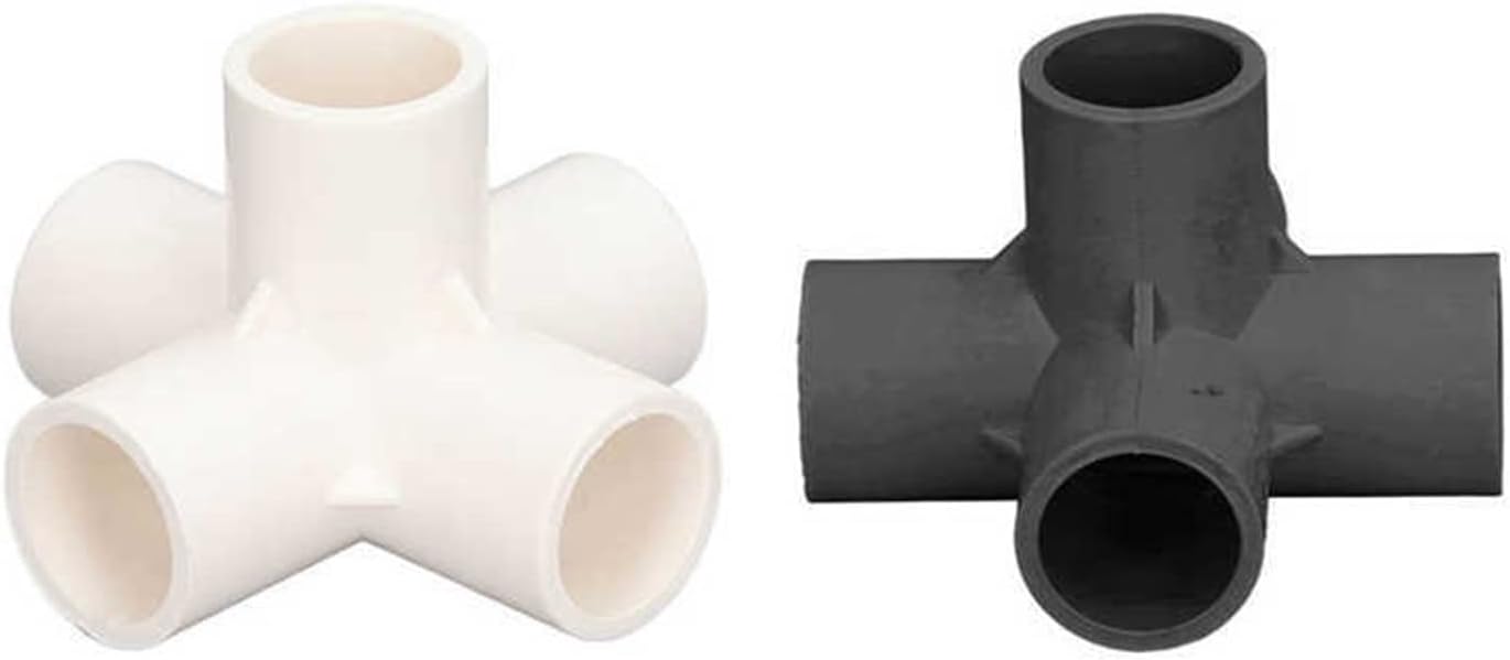 Pipe Connector 5 Way Crack Resistant 3 Dimensional Pipe Fitting with High Gloss Finish for Cat Fence(Black)