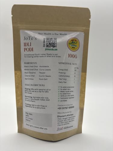 Image of Dharani's Kitchen - JoTe Masala - Premium - From our kitchen to yours Idli Podi | Traditional South Indian Spice Mix | 100 gm
