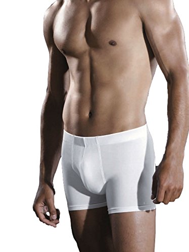 PEROFIL Cuecas boxer homem Bipack Pariperna 100% algodão licra preto 24526, Branco e ouro.